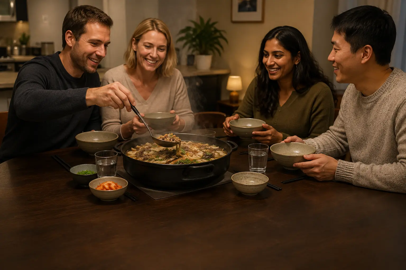 Guests enjoying Bulgogi Hot Pot from Oriental Spoon Express